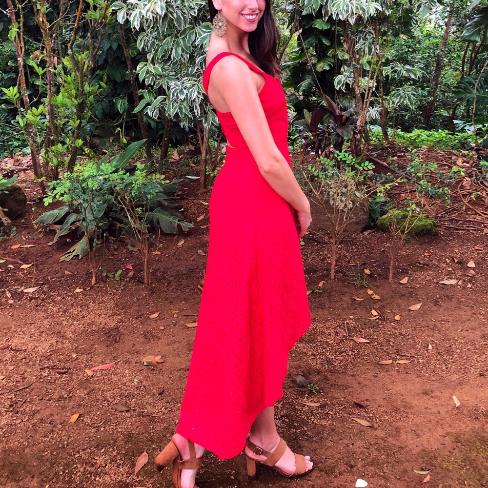 Red floral detail dress - Size Small - Wedding Guest